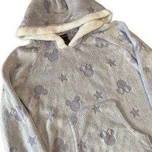 Disney Lavender Minnie Mouse Logo Fuzzy Kangaroo Pocket Hoodie Size Small
